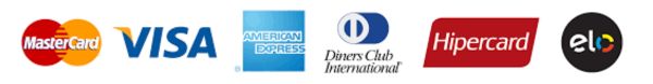 Mastercard, Visa, American Express, Diners Club, Hipercard e Elo